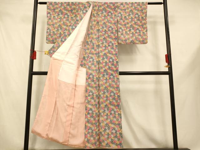 平和屋着物■上質な小紋　舞花文　正絹　逸品　AABE1134fw