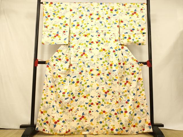 平和屋着物■上質な小紋　枝花鹿の子文　金彩　正絹　逸品　AABE1136fw