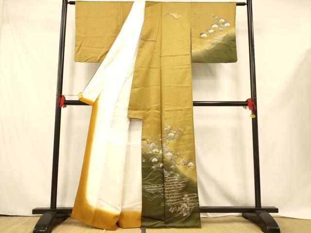 平和屋着物○訪問着 雪芝花文 暈し染め 金銀彩 正絹