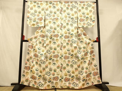 平和屋着物■上質な小紋　草花丸文　正絹　逸品　AABE1151fw