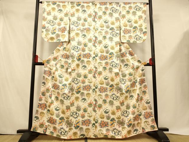 平和屋着物■上質な小紋　草花丸文　正絹　逸品　AABE1151fw