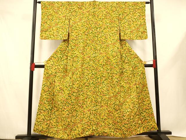 平和屋着物■上質な小紋　楓文　正絹　逸品　AABE1160fw
