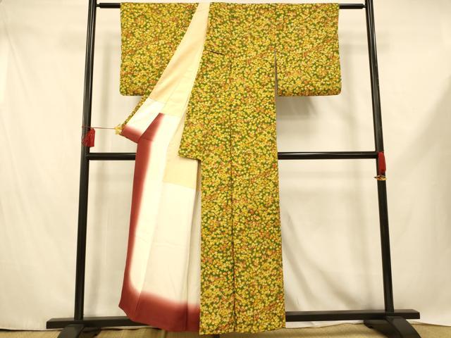 平和屋着物■上質な小紋　楓文　正絹　逸品　AABE1160fw