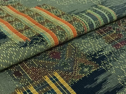 平和屋着物▽上質な紬　単衣　吉祥花文　正絹　逸品　AABE1161jh
