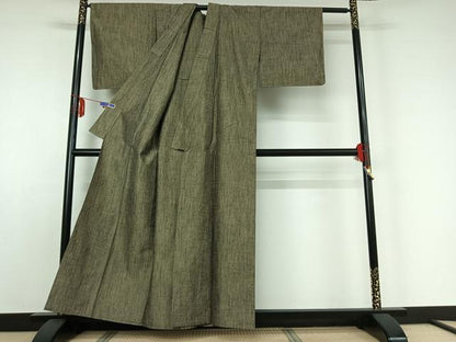 平和屋着物▽上質な紬 単衣 霞文 正絹 逸品 AABE1164jh