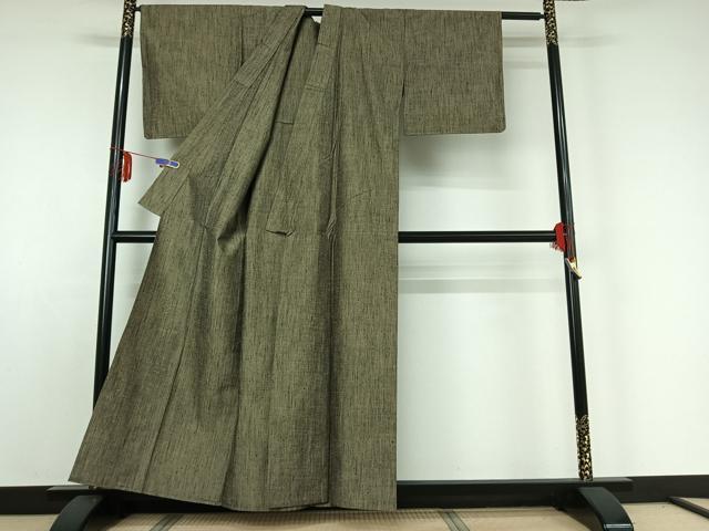 平和屋着物▽上質な紬 単衣 霞文 正絹 逸品 AABE1164jh