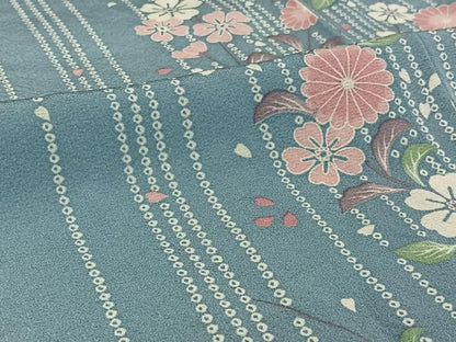平和屋着物▽上質な小紋 単衣 草花文 暈し染め 正絹 逸品 AABE1165jh