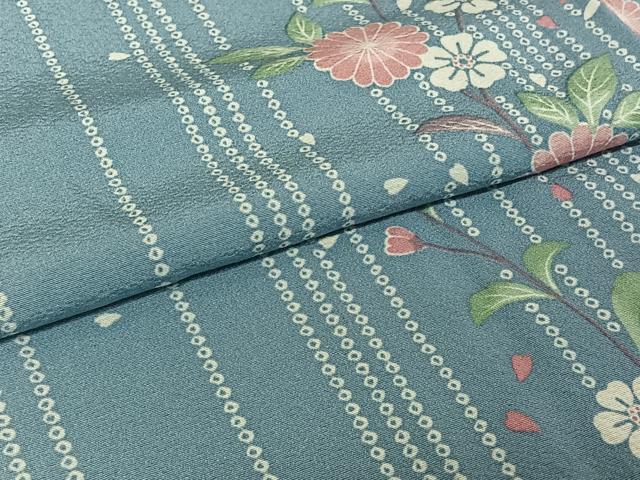 平和屋着物▽上質な小紋 単衣 草花文 暈し染め 正絹 逸品 AABE1165jh