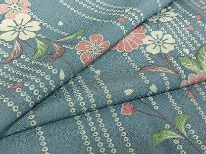 平和屋着物▽上質な小紋 単衣 草花文 暈し染め 正絹 逸品 AABE1165jh