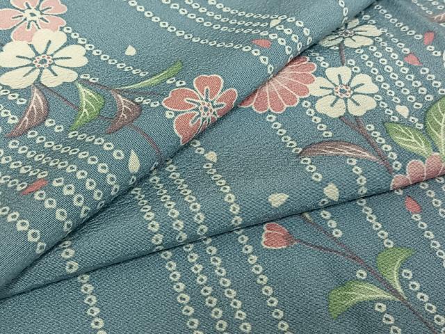 平和屋着物▽上質な小紋 単衣 草花文 暈し染め 正絹 逸品 AABE1165jh