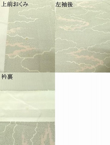 平和屋着物▽本塩沢 単衣 110亀甲 雲取り文 正絹 逸品 AABE1168jh