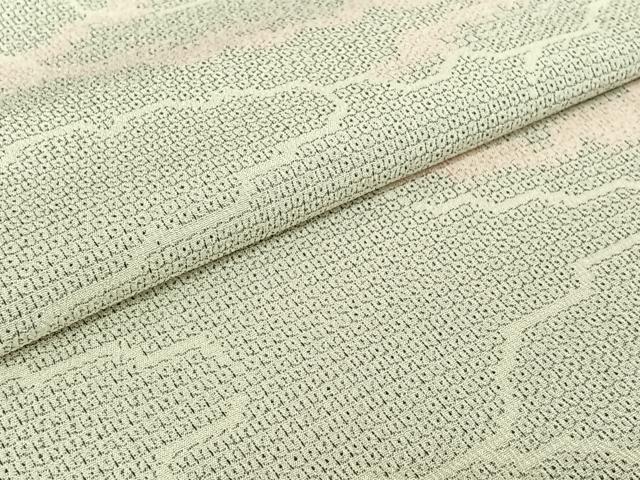 平和屋着物▽本塩沢 単衣 110亀甲 雲取り文 正絹 逸品 AABE1168jh