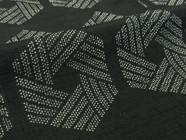平和屋着物▽上質な紬 単衣 亀甲文様 正絹 逸品 AABE1169jh