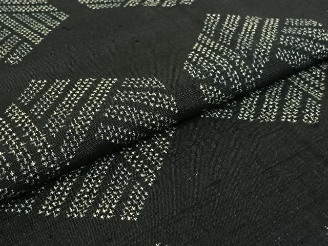 平和屋着物▽上質な紬　単衣　亀甲文様　正絹　逸品　AABE1169jh
