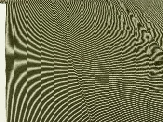 平和屋着物▽お召 単衣 縞 ロング丈 正絹 逸品 AABE1170jh