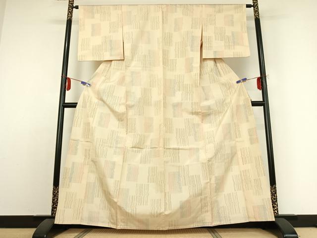 平和屋着物▽本場大島紬　単衣　幾何学文様　正絹　逸品　AABE1172jh 平和屋着物▽本場大島紬 単衣 幾何学文様 正絹 逸品 AABE1172jh