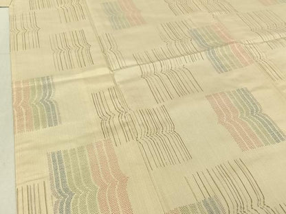 平和屋着物▽本場大島紬 単衣 幾何学文様 正絹 逸品 AABE1172jh