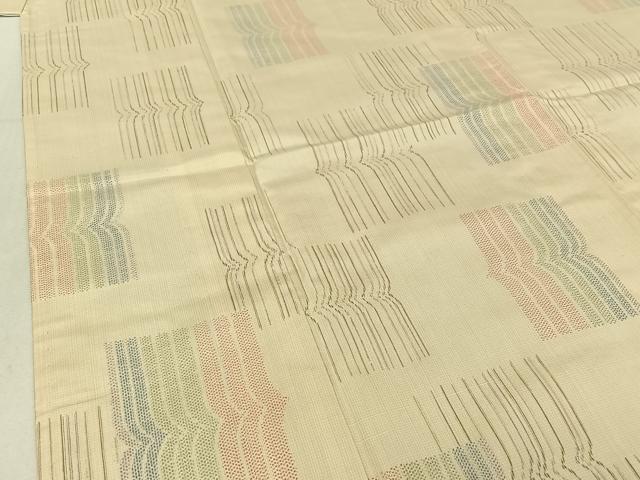 平和屋着物▽本場大島紬 単衣 幾何学文様 正絹 逸品 AABE1172jh