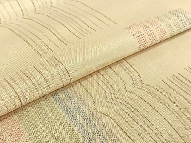 平和屋着物▽本場大島紬 単衣 幾何学文様 正絹 逸品 AABE1172jh