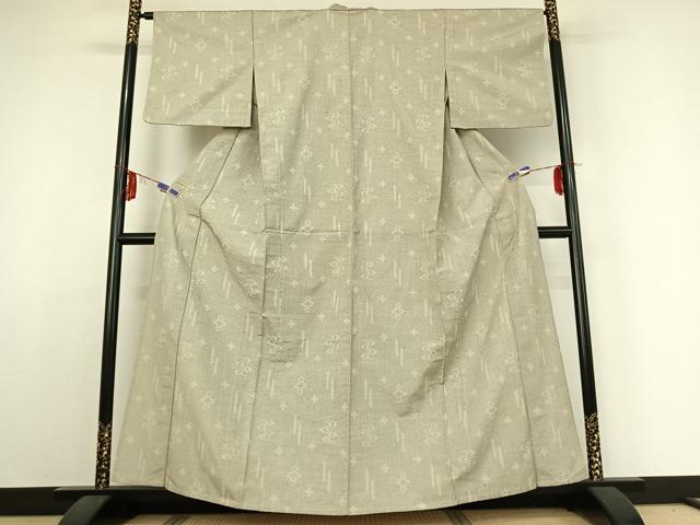 平和屋着物▽上質な紬 単衣 流水松皮菱文 正絹 逸品 AABE1175jh