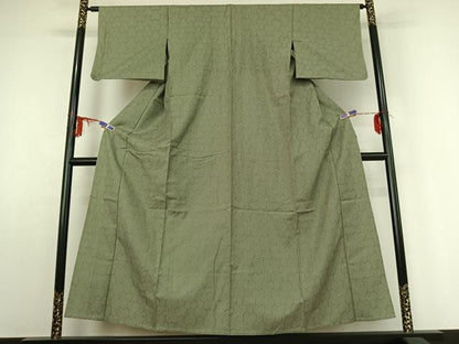 平和屋着物▽お召 単衣 毘沙門亀甲 正絹 逸品 AABE1177jh