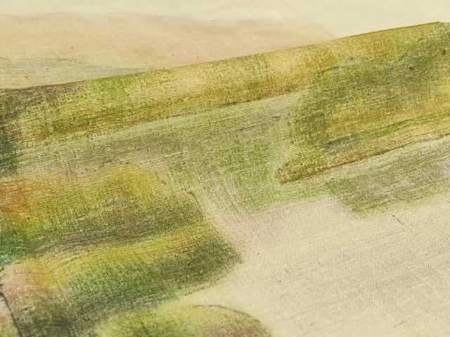 平和屋着物▽訪問着　単衣　手描き　風景文　正絹　逸品　AABE1181jh