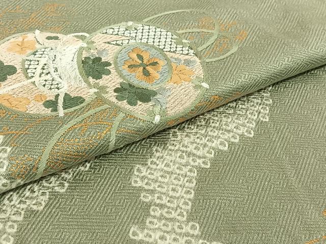 平和屋着物▽訪問着　単衣　絞り　刺繍　流水花鼓文　金彩　正絹　逸品　AABE1182jh
