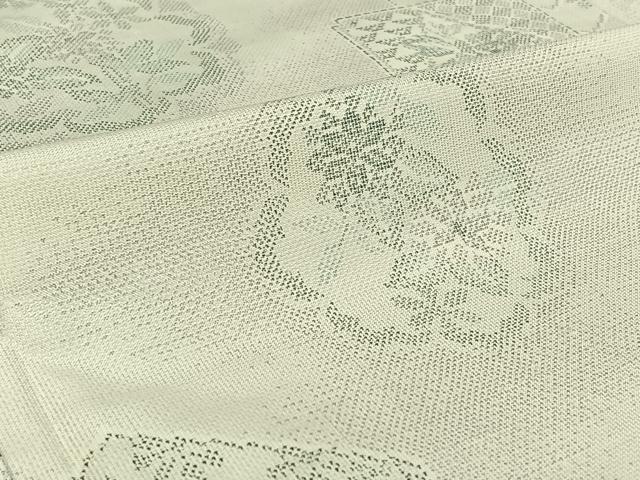 平和屋着物▽本場大島紬　白大島　単衣　草花文　正絹　逸品　AABE1183jh 平和屋着物▽本場大島紬 白大島 単衣 草花文 正絹 逸品 AABE1183jh