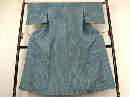 平和屋着物▽上質な小紋　単衣　変わり縞　正絹　逸品　AABE1184jh