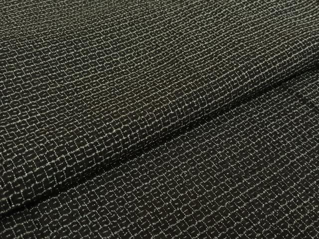 平和屋着物▽男性 紬 単衣 80亀甲 総詰め 黒地 正絹 逸品 AABE1185jh