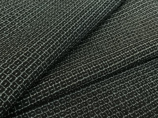 平和屋着物▽男性 紬 単衣 80亀甲 総詰め 黒地 正絹 逸品 AABE1185jh
