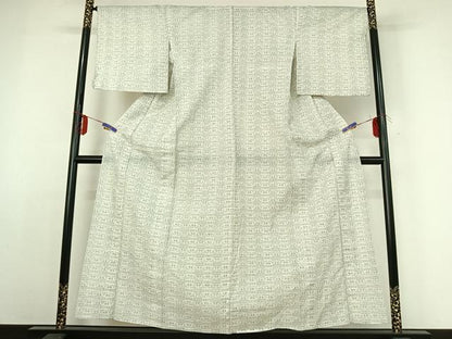 平和屋着物▽上質な小紋　単衣　横段文　AABE1187jh