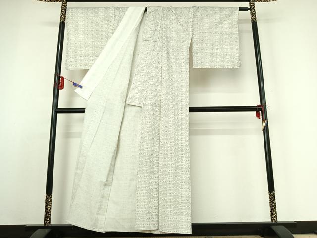 平和屋着物▽上質な小紋　単衣　横段文　AABE1187jh