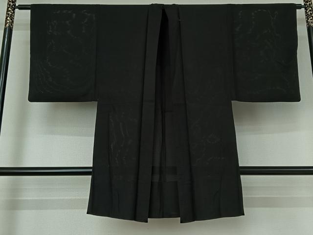 平和屋着物▽男性 羽織 スリーシーズン 春夏秋 塵除け 暗黒色 黒地 正絹 逸品 AABE1188jh