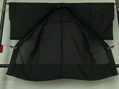 平和屋着物▽男性 羽織 スリーシーズン 春夏秋 塵除け 暗黒色 黒地 正絹 逸品 AABE1188jh