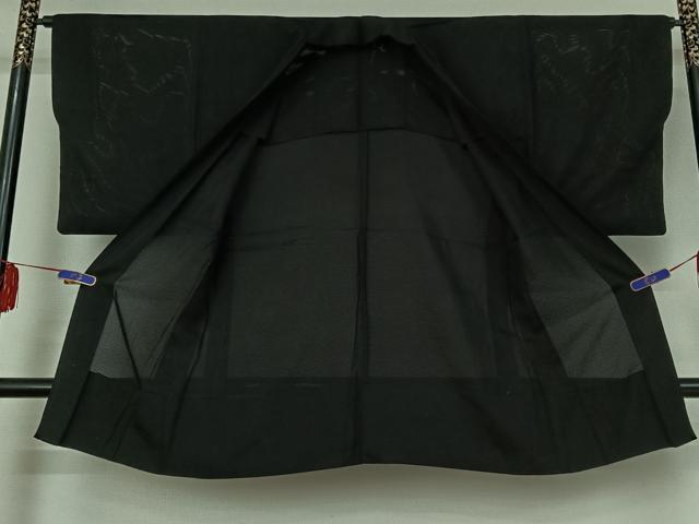 平和屋着物▽男性 羽織 スリーシーズン 春夏秋 塵除け 暗黒色 黒地 正絹 逸品 AABE1188jh