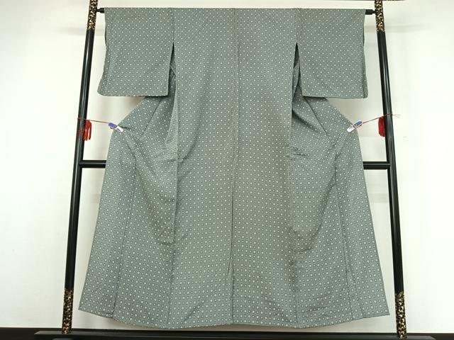 平和屋着物▽上質な小紋 単衣 幾何学文様 正絹 逸品 AABE1191jh