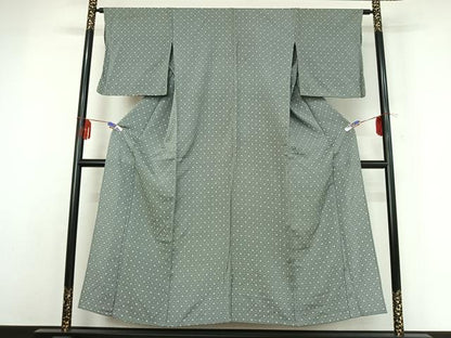 平和屋着物▽上質な小紋 単衣 幾何学文様 正絹 逸品 AABE1191jh