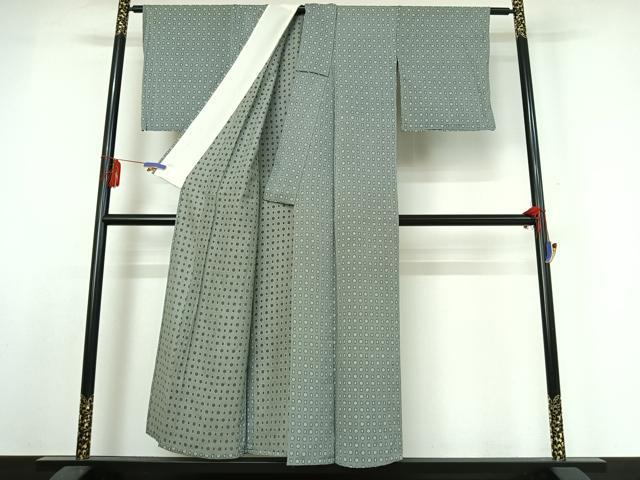平和屋着物▽上質な小紋　単衣　幾何学文様　正絹　逸品　AABE1191jh 平和屋着物▽上質な小紋 単衣 幾何学文様 正絹 逸品 AABE1191jh