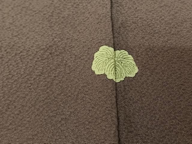 平和屋着物▽上質な色無地 単衣 葡萄鼠色 鬼しぼ縮緬