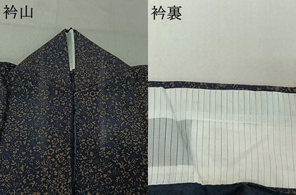 平和屋着物▽上質な小紋　単衣　花唐草文　正絹　逸品　AABE1195jh