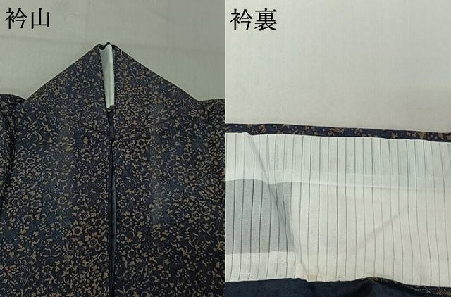 平和屋着物▽上質な小紋　単衣　花唐草文　正絹　逸品　AABE1195jh