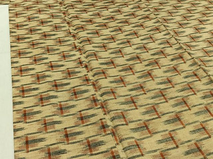 平和屋着物▽上質な紬 単衣 幾何学文様 正絹 逸品 AABE1197jh
