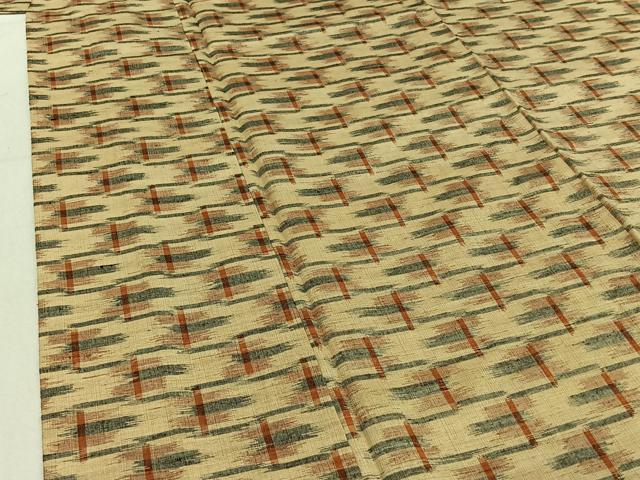 平和屋着物▽上質な紬 単衣 幾何学文様 正絹 逸品 AABE1197jh