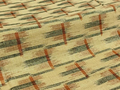 平和屋着物▽上質な紬 単衣 幾何学文様 正絹 逸品 AABE1197jh