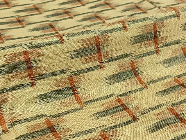 平和屋着物▽上質な紬 単衣 幾何学文様 正絹 逸品 AABE1197jh