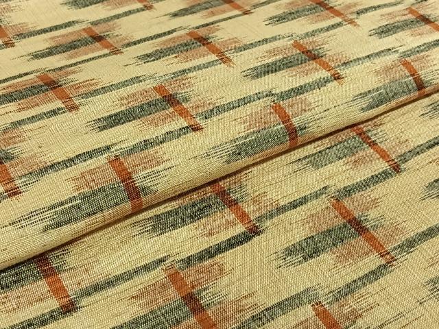 平和屋着物▽上質な紬 単衣 幾何学文様 正絹 逸品 AABE1197jh