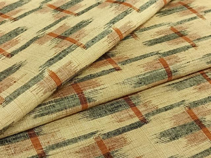 平和屋着物▽上質な紬 単衣 幾何学文様 正絹 逸品 AABE1197jh