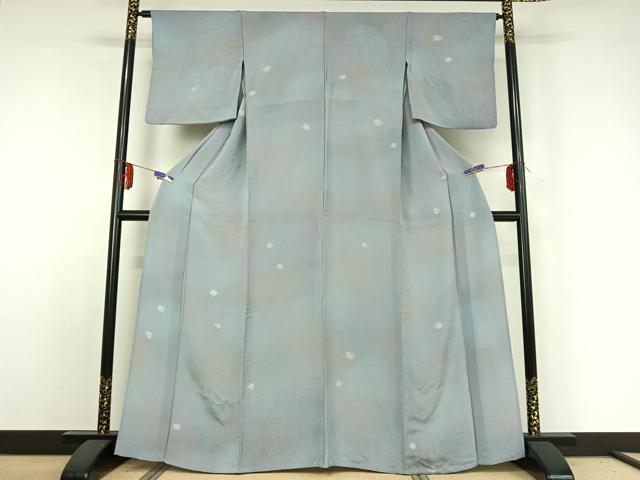 平和屋着物▽上質な小紋　単衣　霞文　暈し染め　鬼しぼ縮緬　正絹　逸品　AABE1198jh 平和屋着物▽上質な小紋 単衣 霞文 暈し染め 鬼しぼ