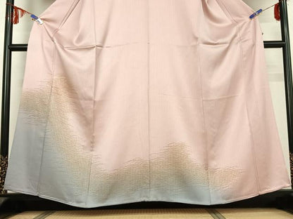 平和屋着物▽訪問着 単衣 刺繍 芝文 暈し染め 金彩 金糸 正絹 逸品 AABE1199jh